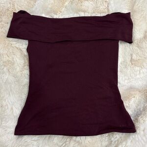 Off-Shoulder Stretch Top in Deep Burgundy